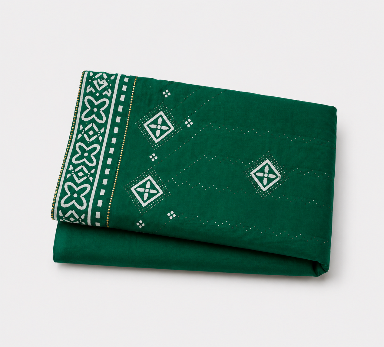 ANEKVASTRAM Women's Green Bandhani Print Saree with Unstitched Blouse Piece | Soft Lightweight Ethnic Saree for Festivals, Weddings & Daily Wear