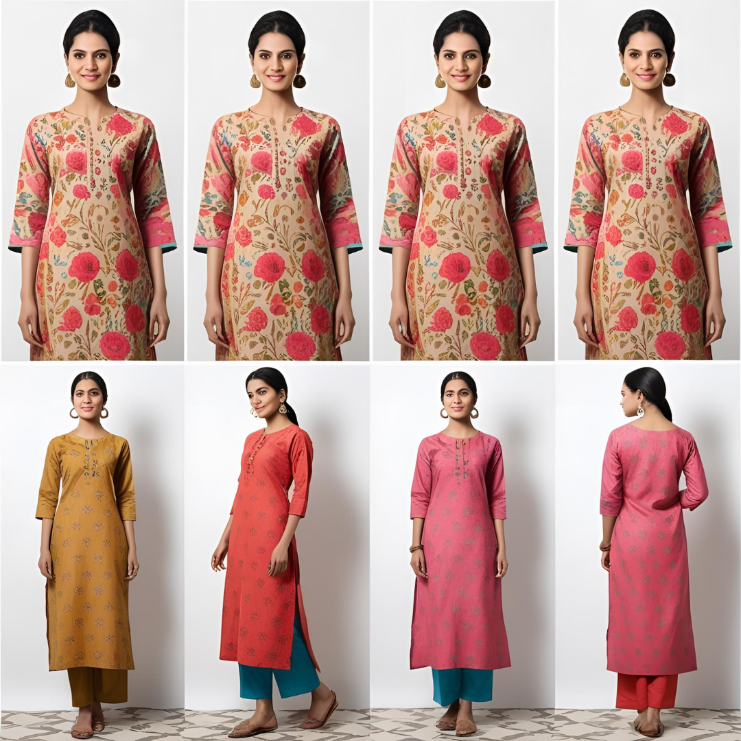 Nayantara Floral Cotton Kurti for Women – Elegant Everyday Wear in Soft Cotton | Anekvastram