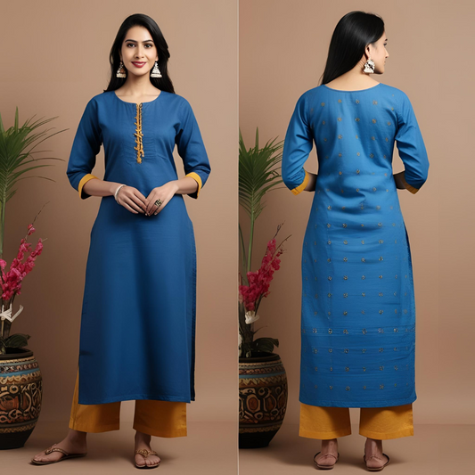 Devika Indigo Cotton Kurti for Women – Hand-Dyed Comfort with Timeless Craft | Anekvastram