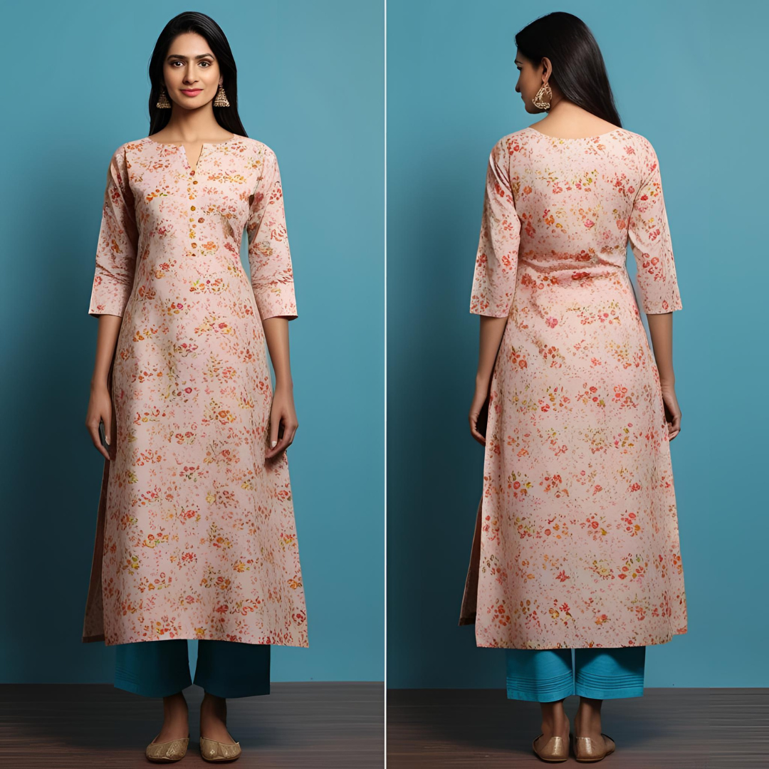 Nayantara Floral Cotton Kurti for Women – Elegant Everyday Wear in Soft Cotton | Anekvastram
