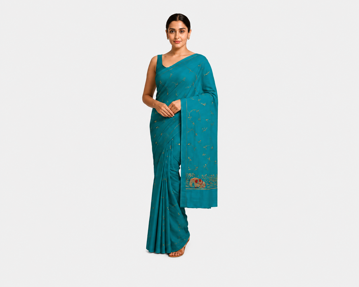 ANEKVASTRAM Blue Rajasthani Cotton Saree with Blouse Piece for Women | Handcrafted Embroidered Pure Cotton Saree | Traditional Ethnic & Festive Wear