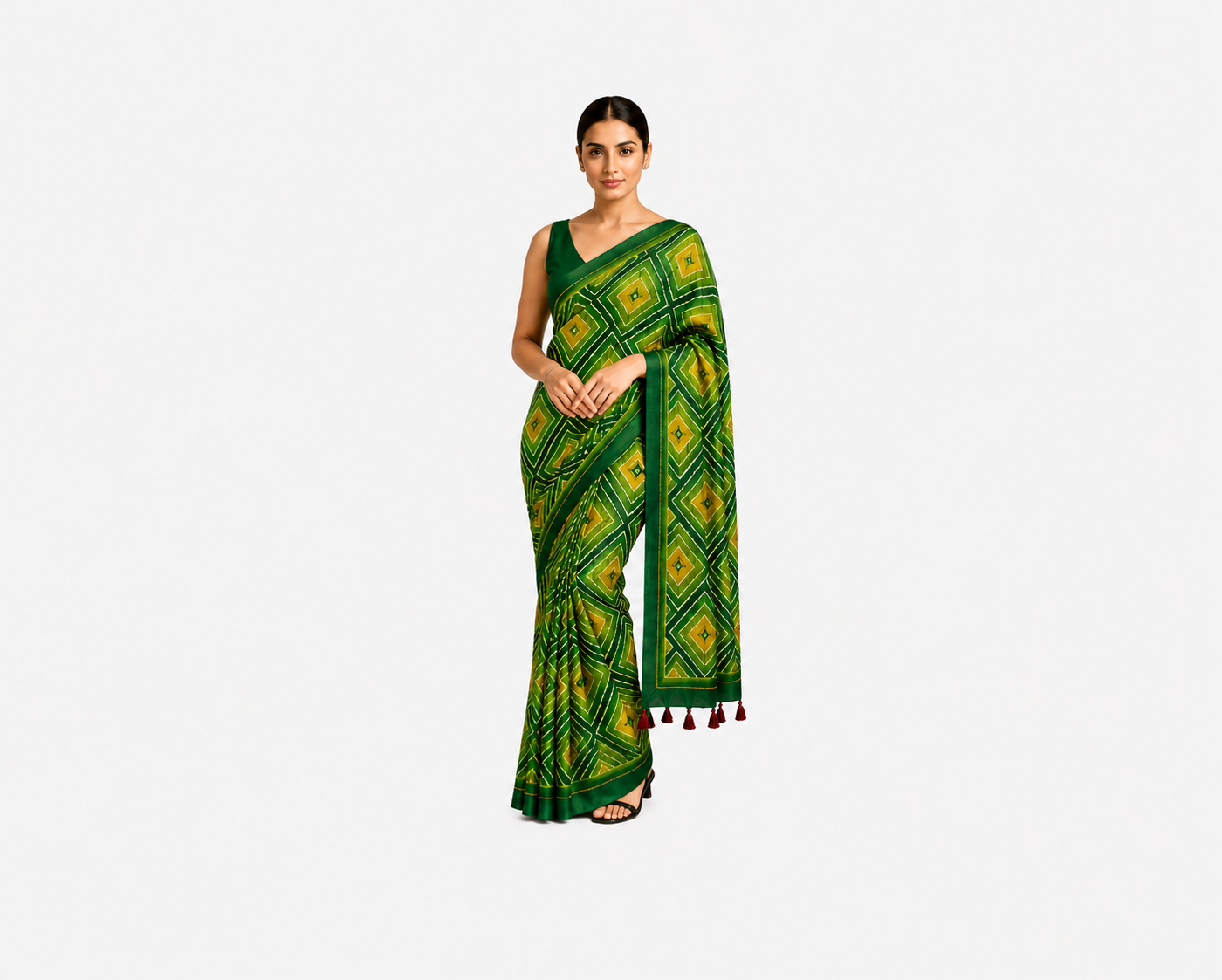 ANEKVASTRAM Green Chiffon Saree with Blouse Piece for Women | Lightweight Soft Flowing Printed Saree | Elegant Ethnic & Party Wear Saree